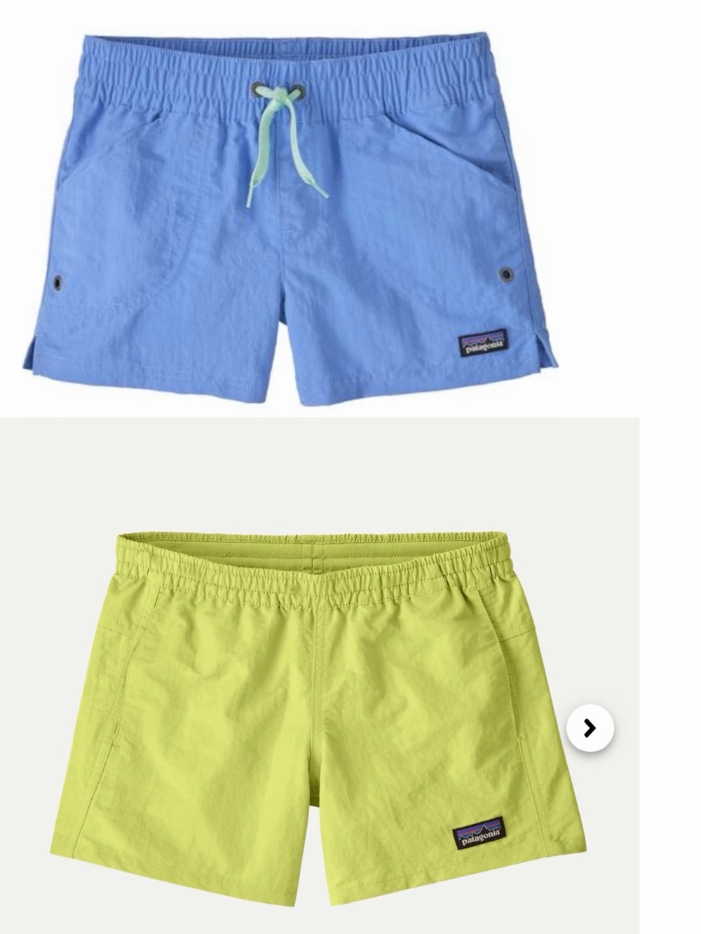 Patagonia Kids Costa Rica Baggies & 3” Baggies Shorts set of 2